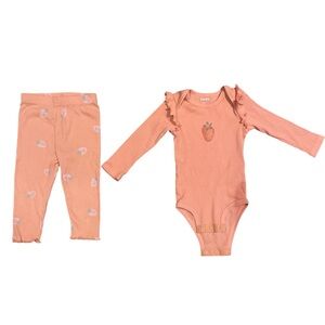 🫐4/$20 Pekkle Strawberry Ribbed Pink Baby Girl Set 12M